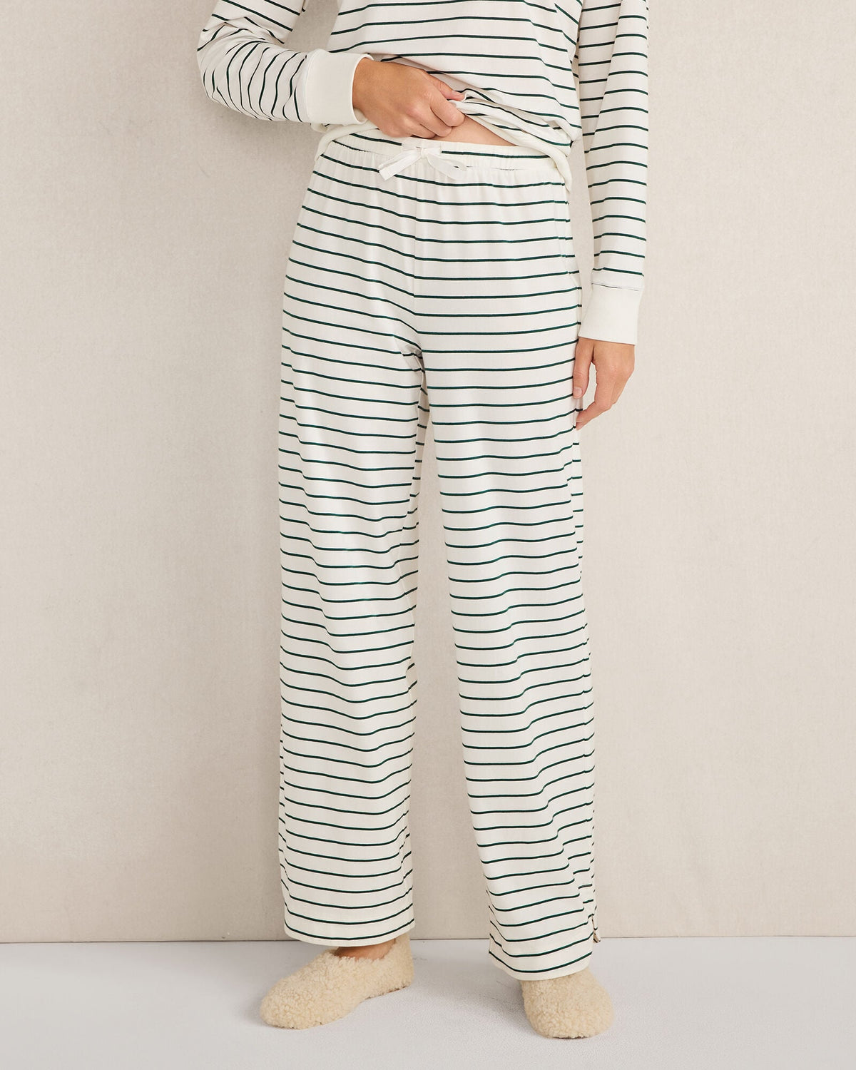 ORGANIC COTTON JERSEY STRIPE PANTS | Talbots outlet