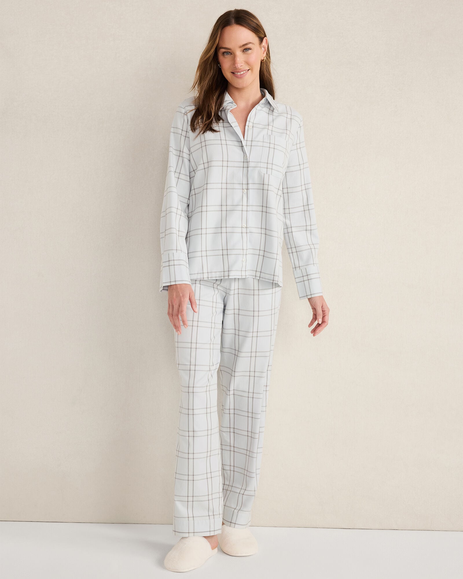 LIGHTWEIGHT FLANNEL WINDOWPANE PAJAMA PANTS | Talbots sale