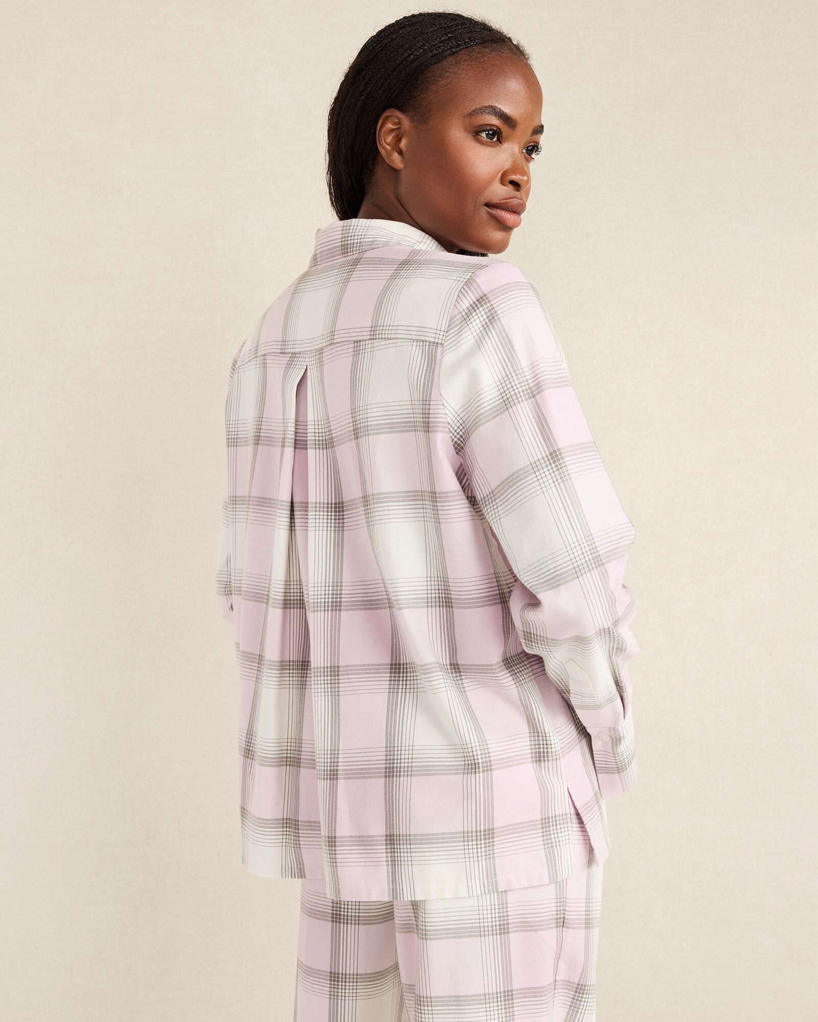 LIGHTWEIGHT FLANNEL FROSTED PLAID PAJAMA TOP | Talbots discount