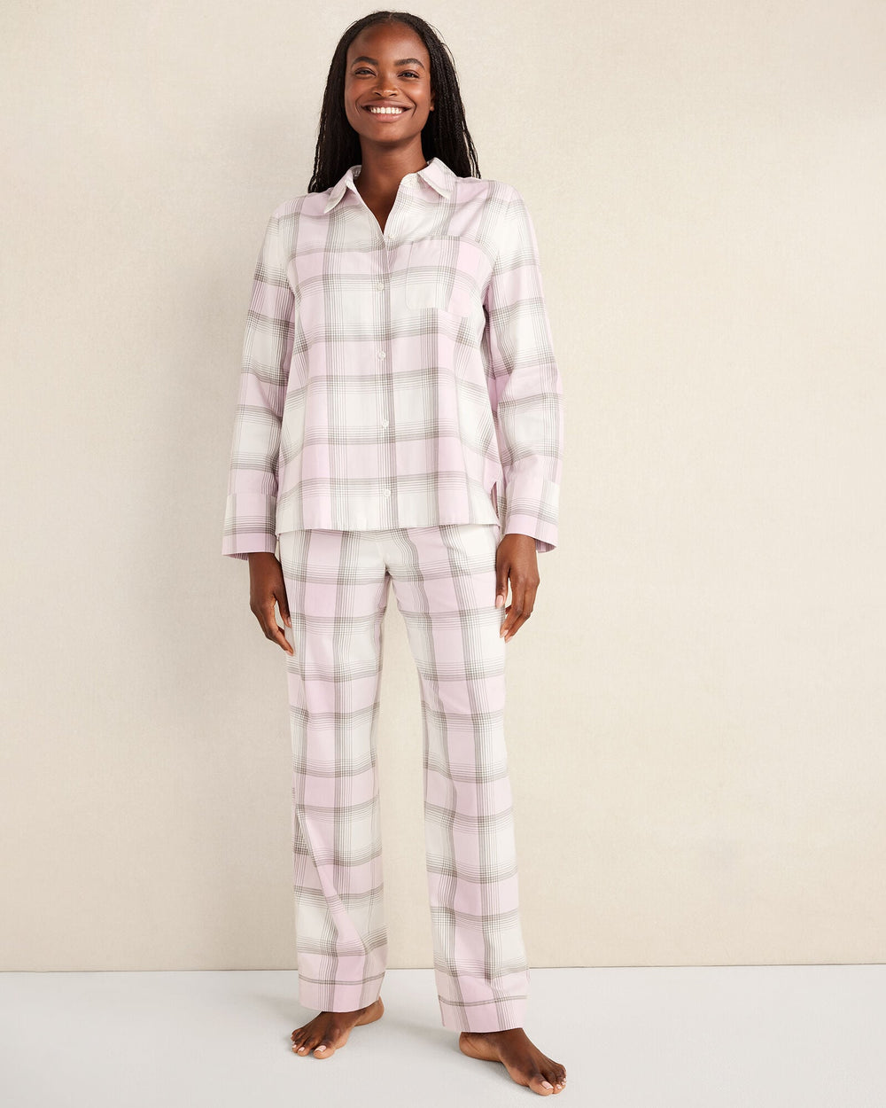 LIGHTWEIGHT FLANNEL FROSTED PLAID PAJAMA PANTS | Talbots outlet