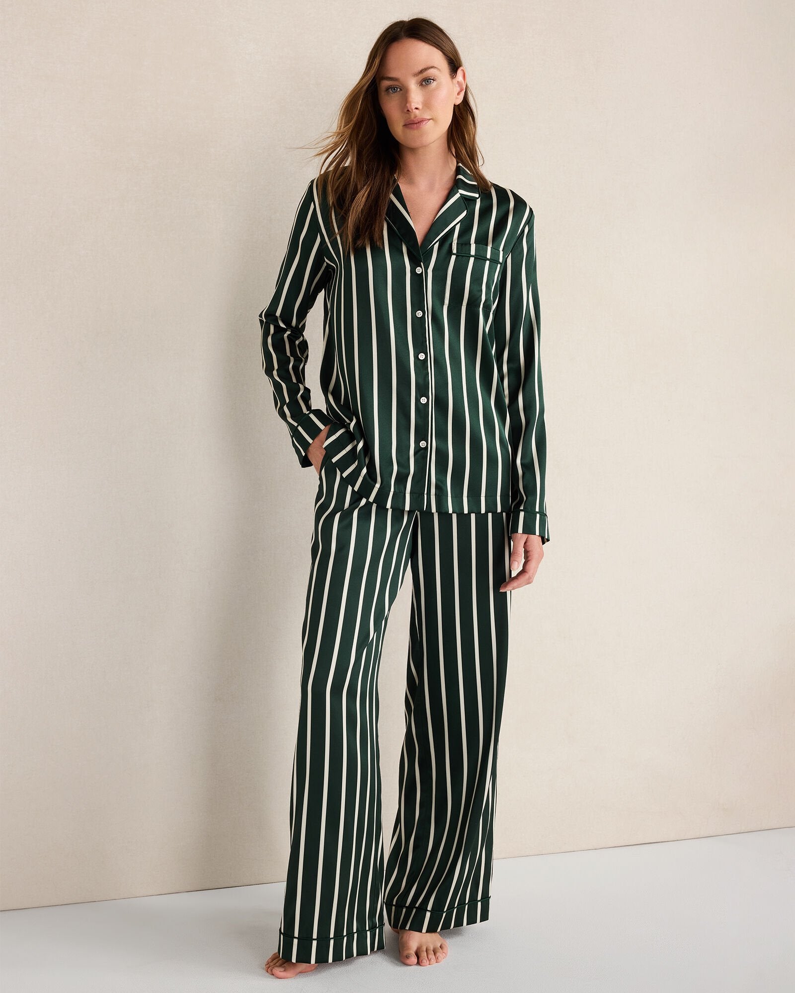 WASHABLE SILK PINSTRIPE PAJAMA TOP | Talbots for sale