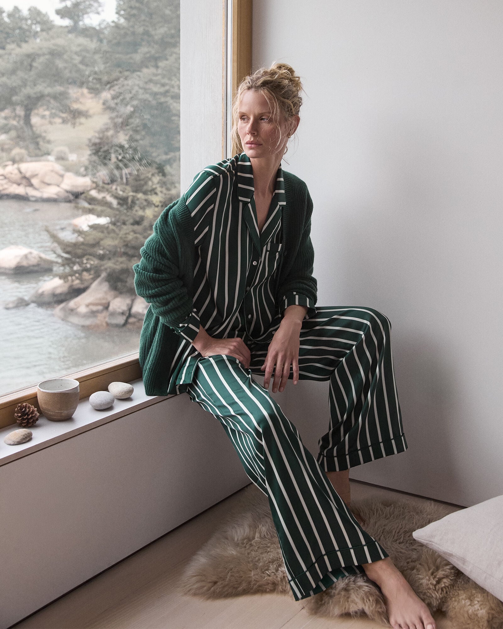 WASHABLE SILK PINSTRIPE PAJAMA TOP | Talbots for sale