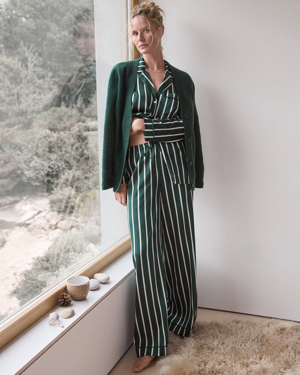 WASHABLE SILK PINSTRIPE PAJAMA PANTS | Talbots US