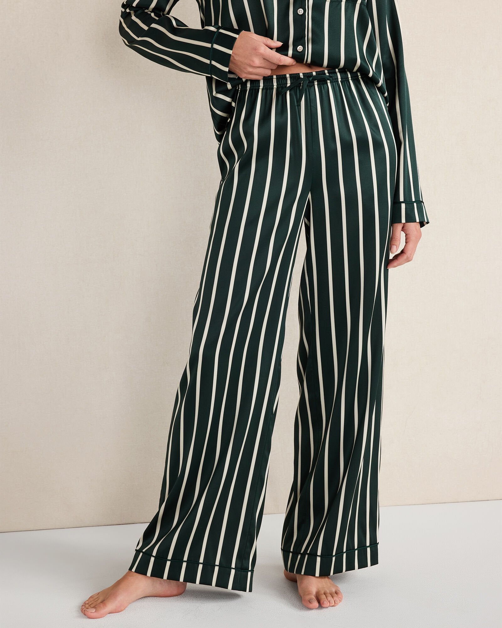 WASHABLE SILK PINSTRIPE PAJAMA PANTS | Talbots US
