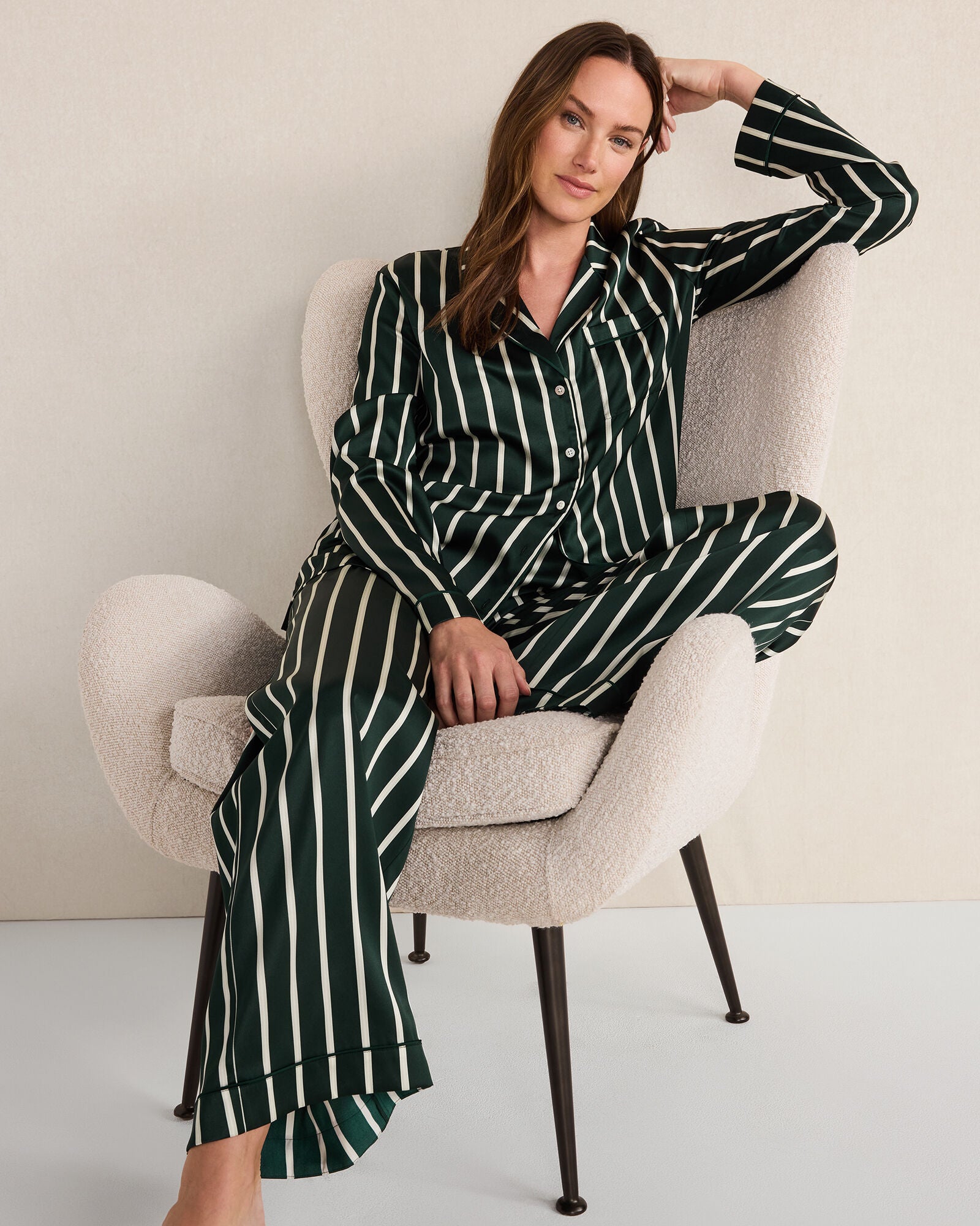 WASHABLE SILK PINSTRIPE PAJAMA PANTS | Talbots US