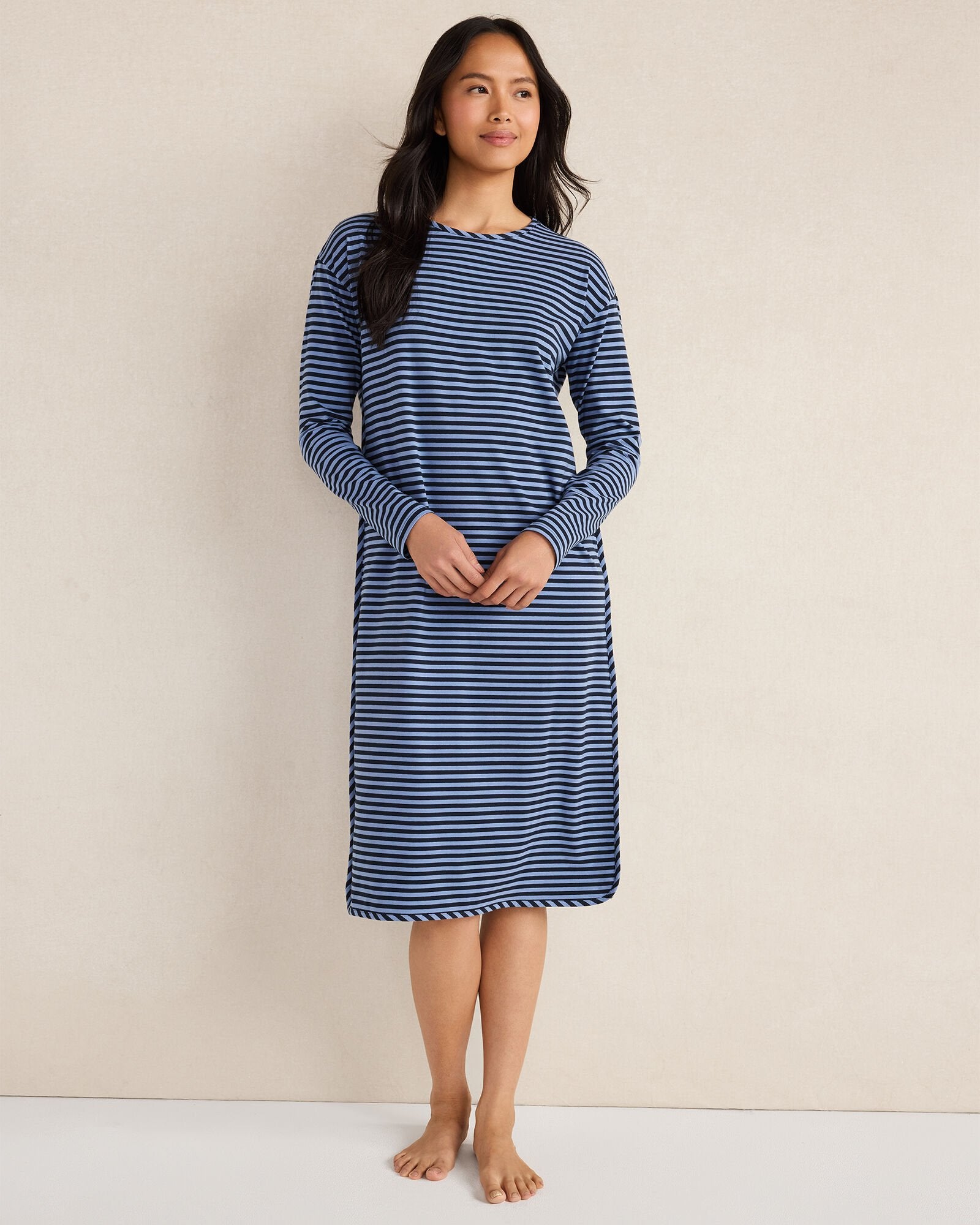 ORGANIC COTTON JERSEY BOLD STRIPE SLEEP DRESS | Talbots online