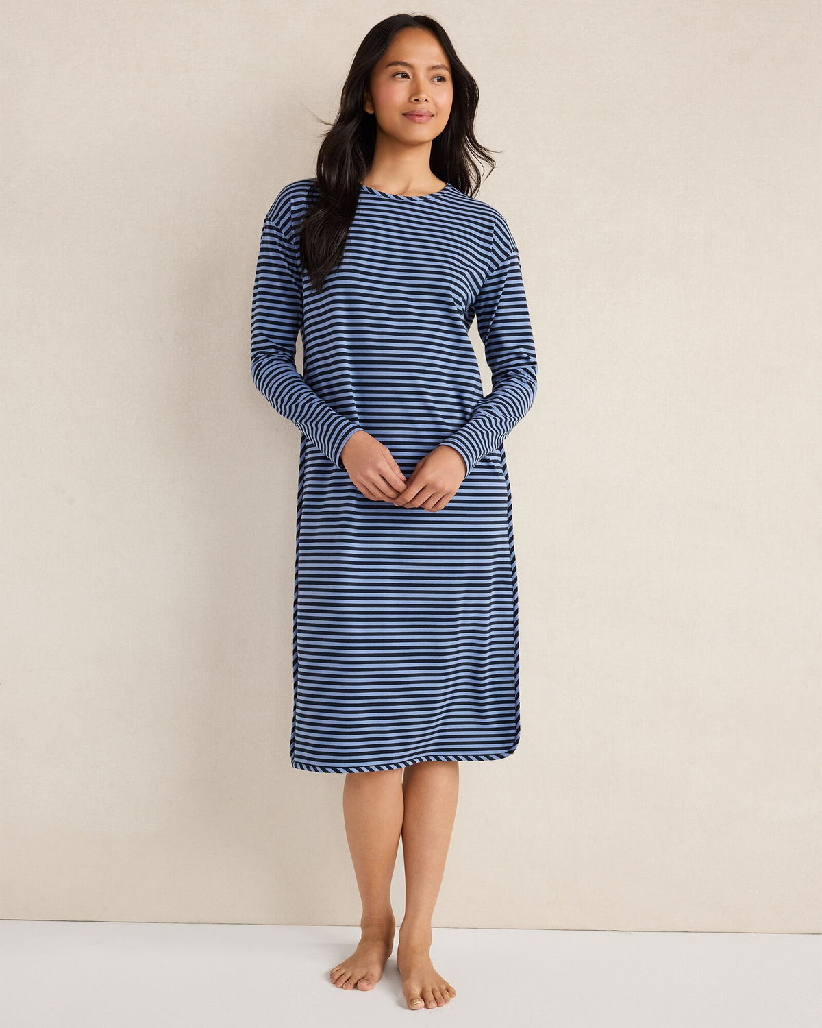 ORGANIC COTTON JERSEY BOLD STRIPE SLEEP DRESS | Talbots online