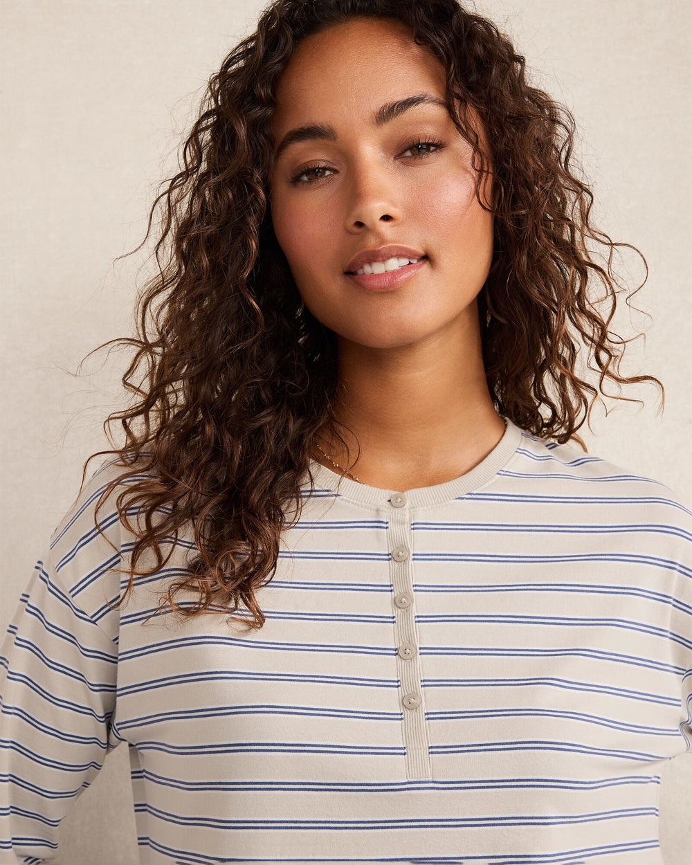 ORGANIC COTTON JERSEY STRIPE HENLEY | Talbots on sale