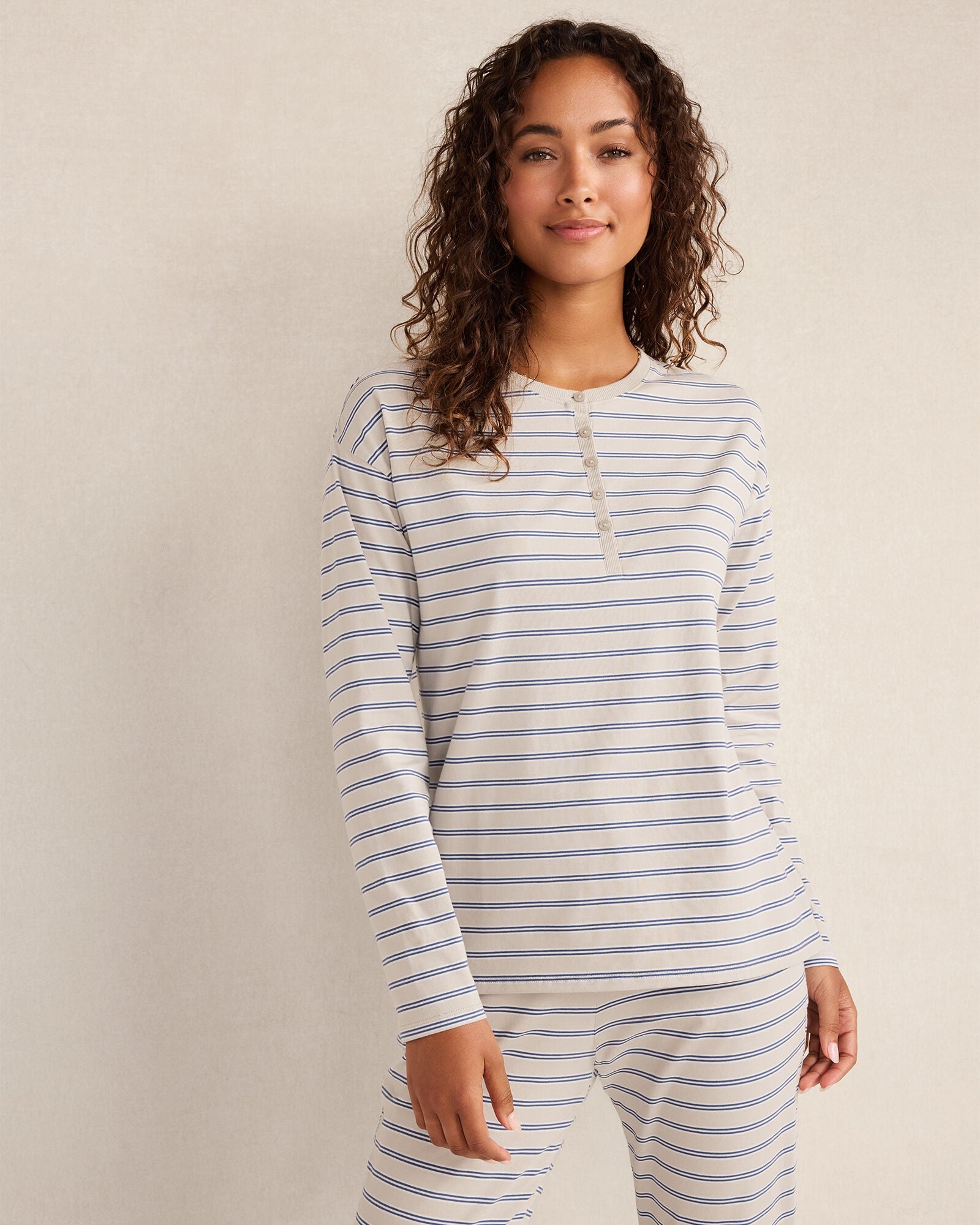 ORGANIC COTTON JERSEY STRIPE HENLEY | Talbots on sale