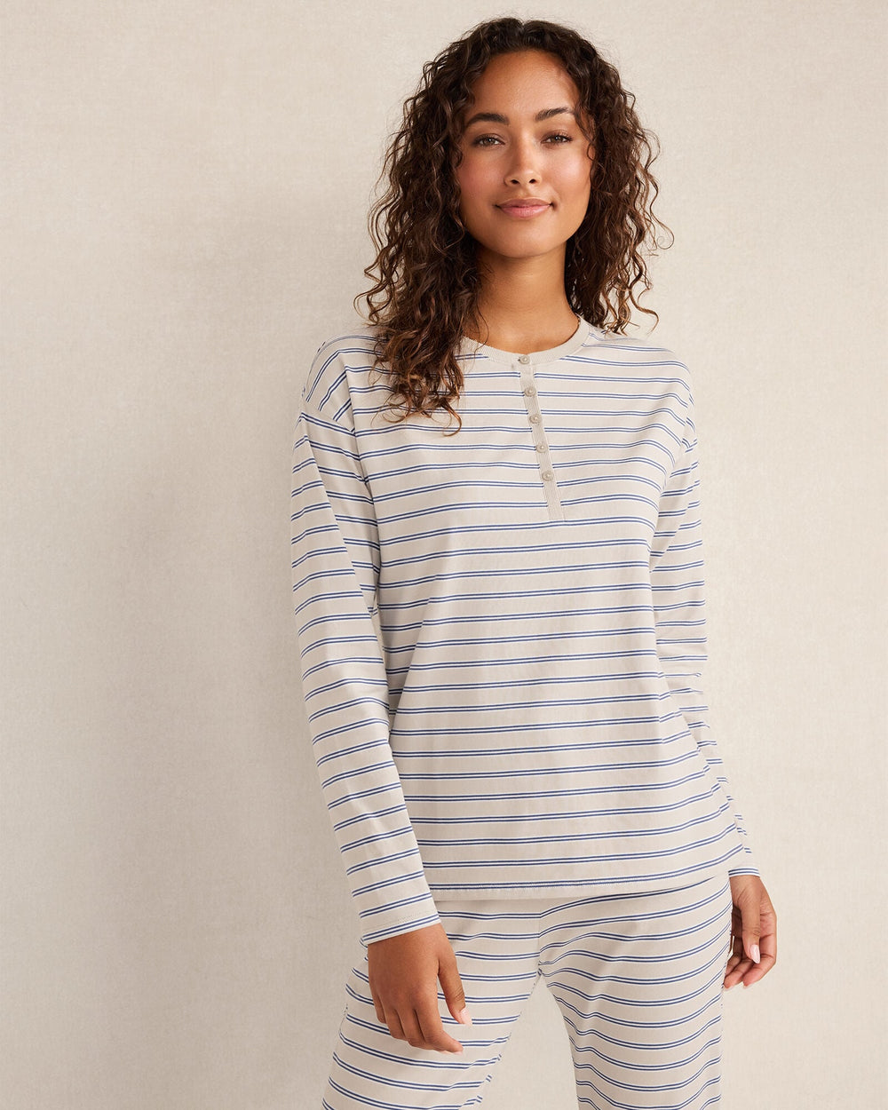 ORGANIC COTTON JERSEY STRIPE HENLEY | Talbots on sale