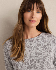 ORGANIC COTTON JERSEY MUTED FLORAL BATEAU NECK TEE | Talbots US