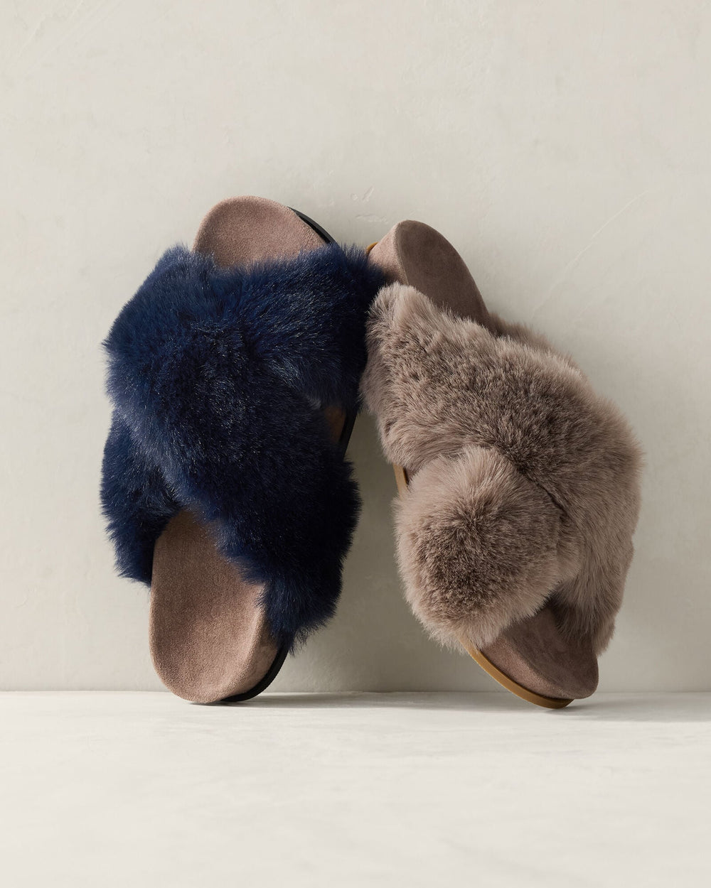 FAUX FUR CRISS CROSS MOLDED SLIPPERS | Talbots US