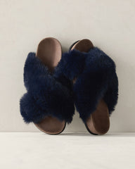 FAUX FUR CRISS CROSS MOLDED SLIPPERS | Talbots US