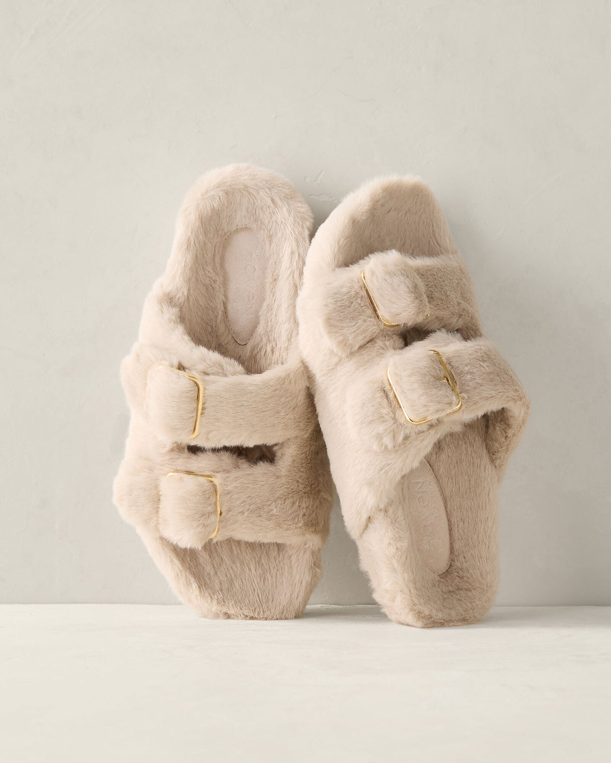 FAUX FUR BUCKLE MOLDED SLIPPERS | Talbots on sale