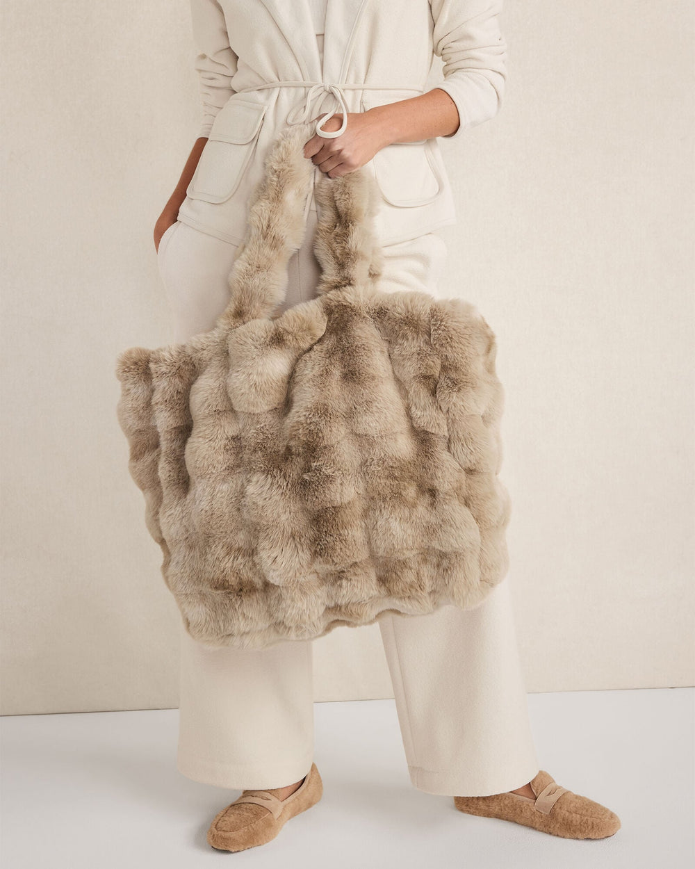 FAUX FUR THROW BLANKET AND TOTE | Talbots sale