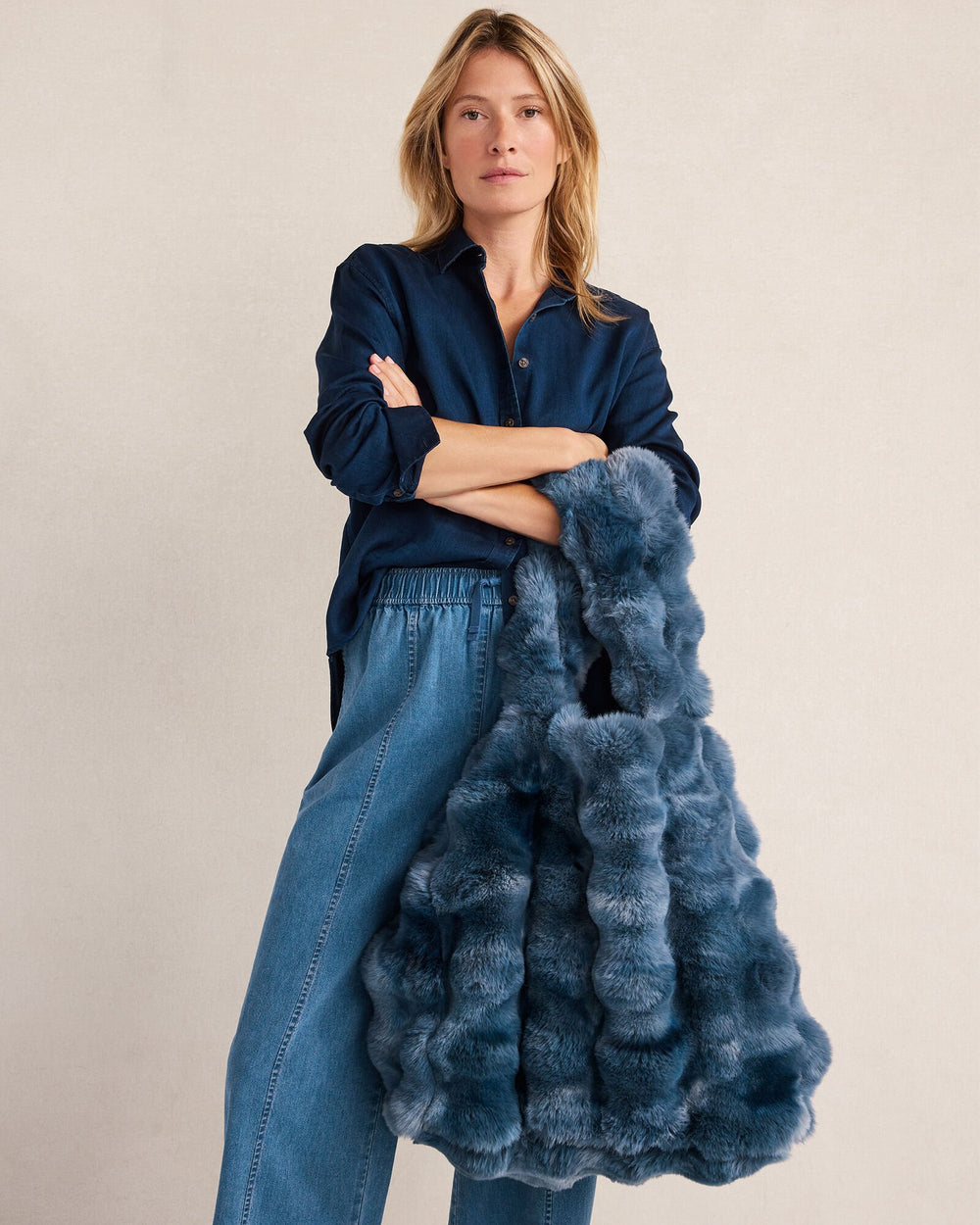 FAUX FUR THROW BLANKET AND TOTE | Talbots sale