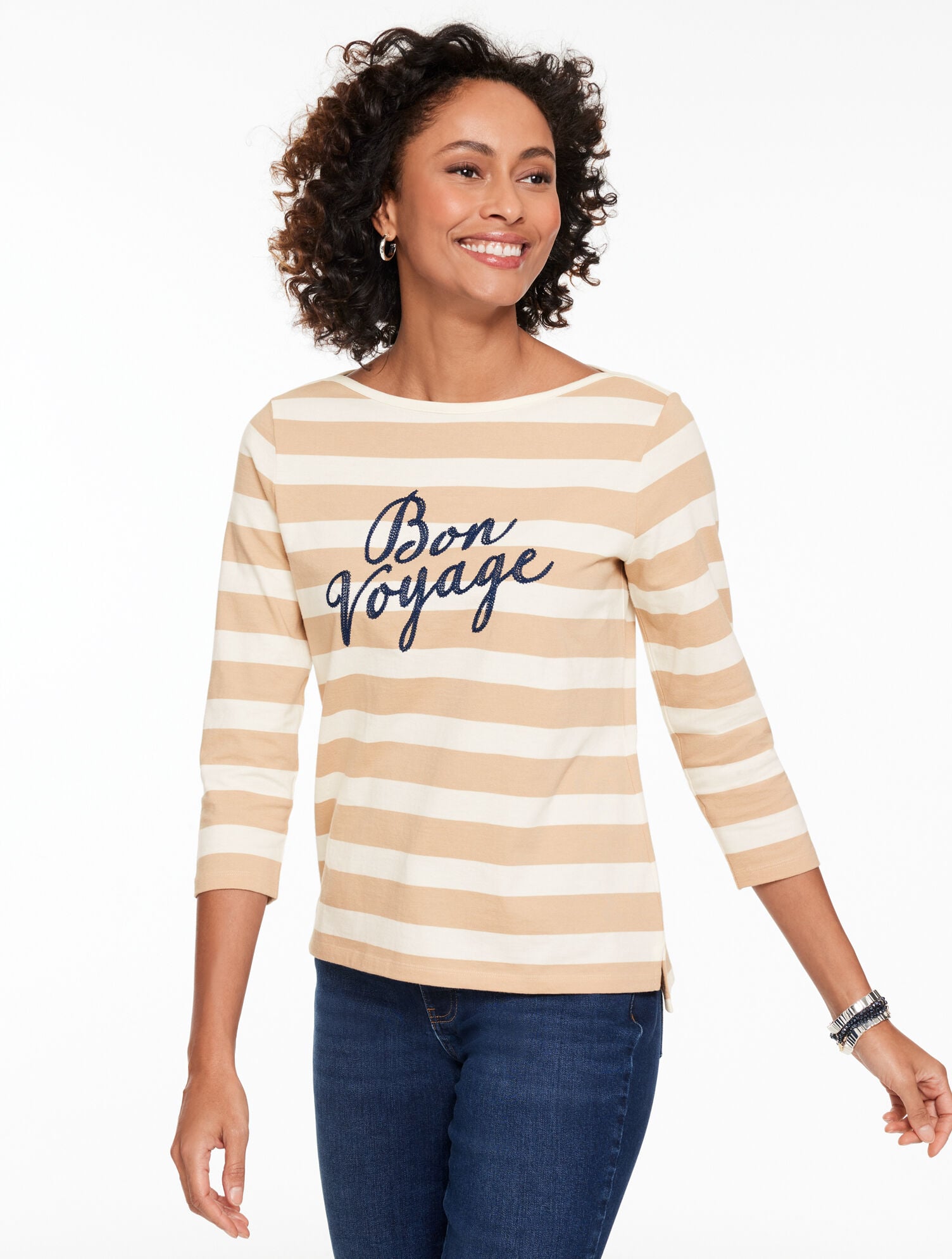 ENVELOPE NECK TEE - BON VOYAGE | Talbots outlet