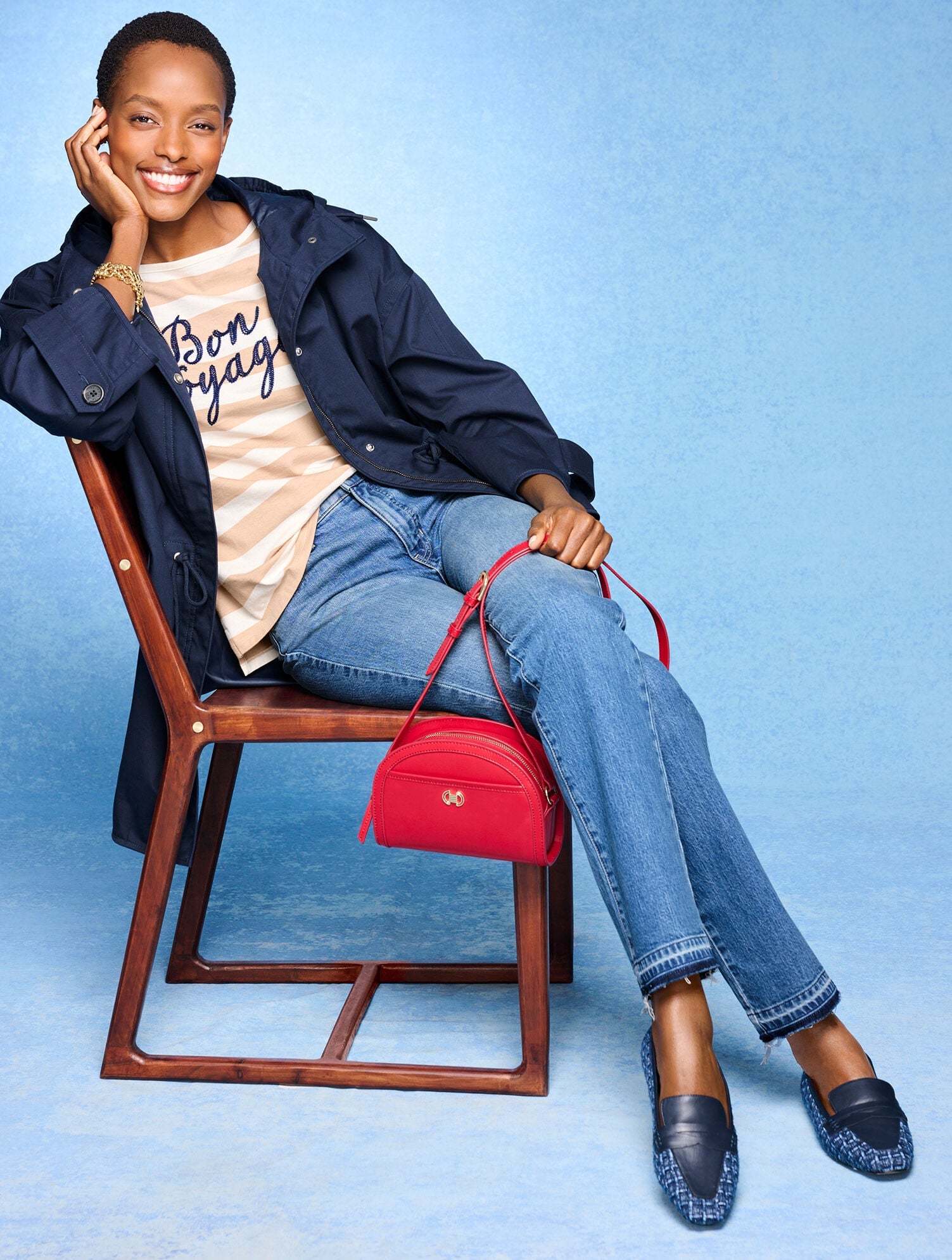 ENVELOPE NECK TEE - BON VOYAGE | Talbots outlet
