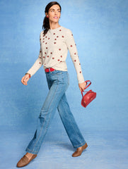 CREWNECK SWEATSHIRT - TOSSED SEQUIN HEARTS | Talbots discount