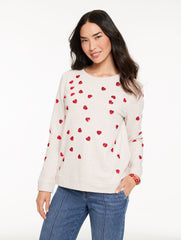 CREWNECK SWEATSHIRT - TOSSED SEQUIN HEARTS | Talbots discount
