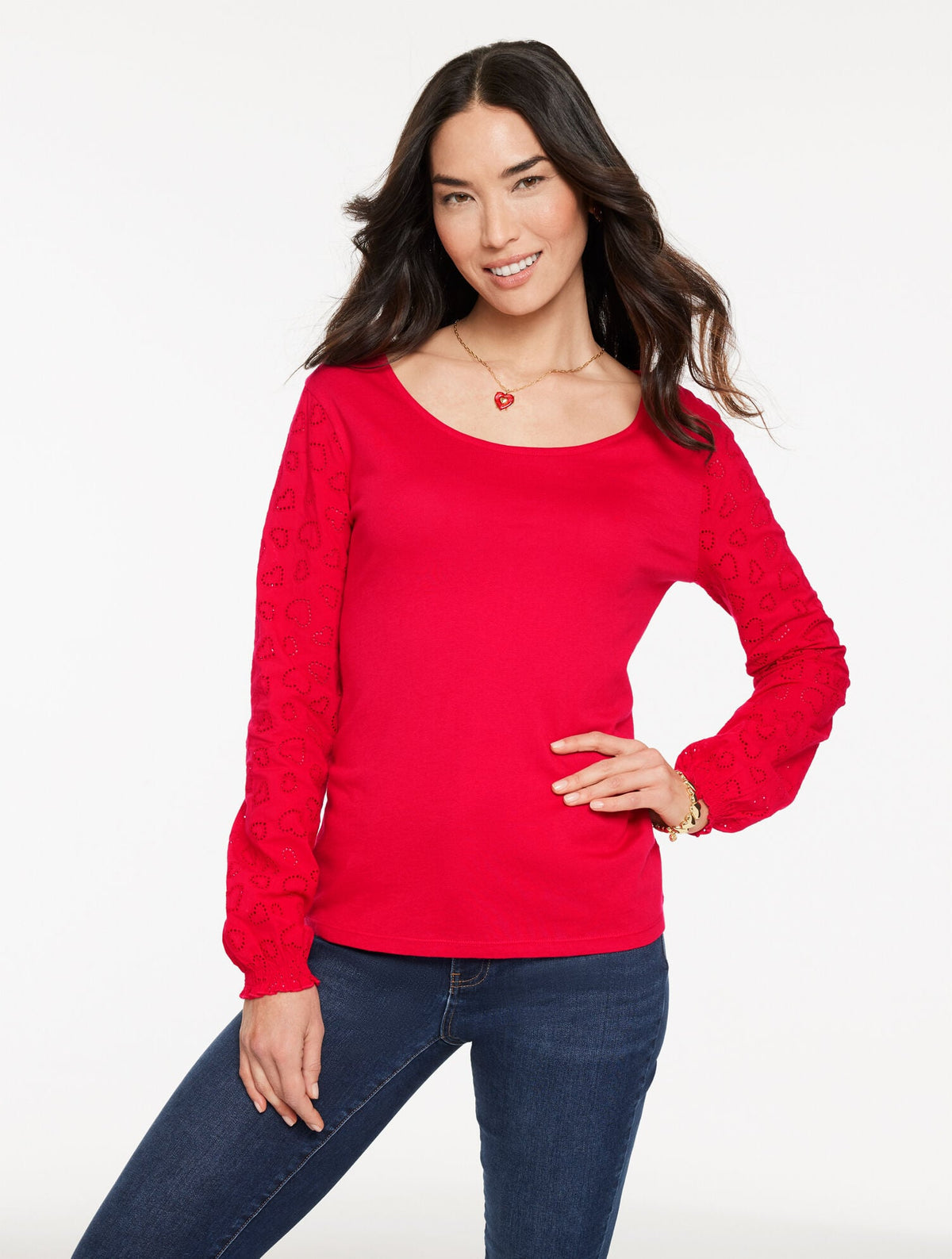 MIXED MEDIA HEART TOP | Talbots online
