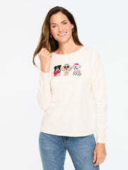 LONG SLEEVE CREWNECK TEE - LOVELY DOGS | Talbots sale