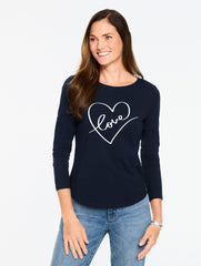 LONG SLEEVE CREWNECK TEE - LOVE HEART | Talbots US