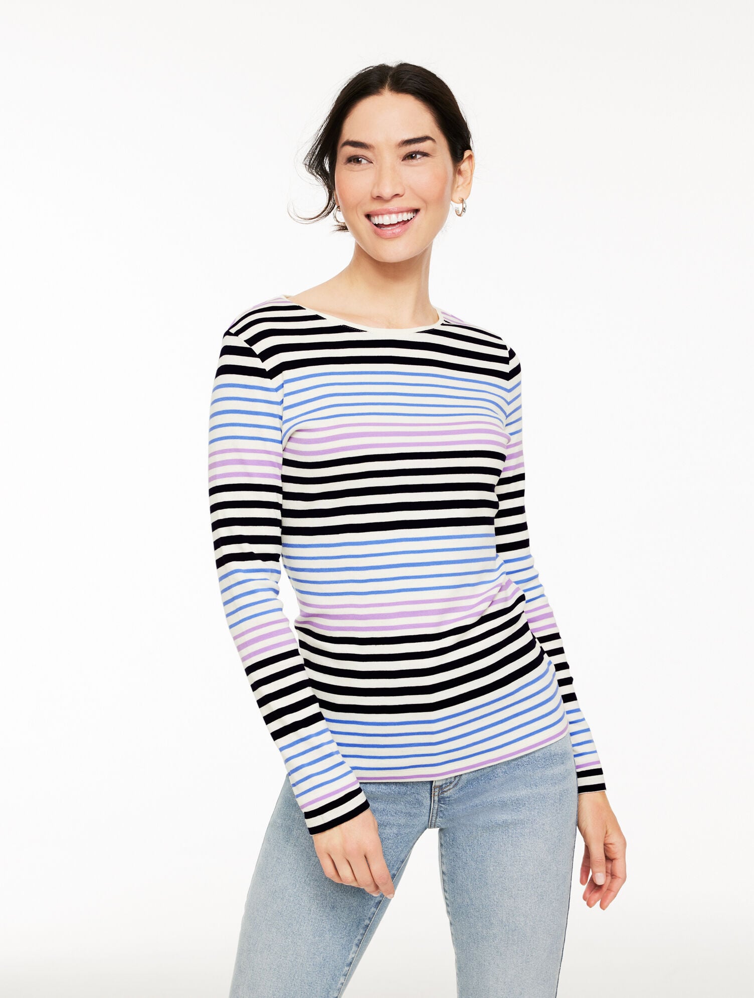 LONG SLEEVE CREWNECK TEE - KRISTY STRIPE | Talbots near me