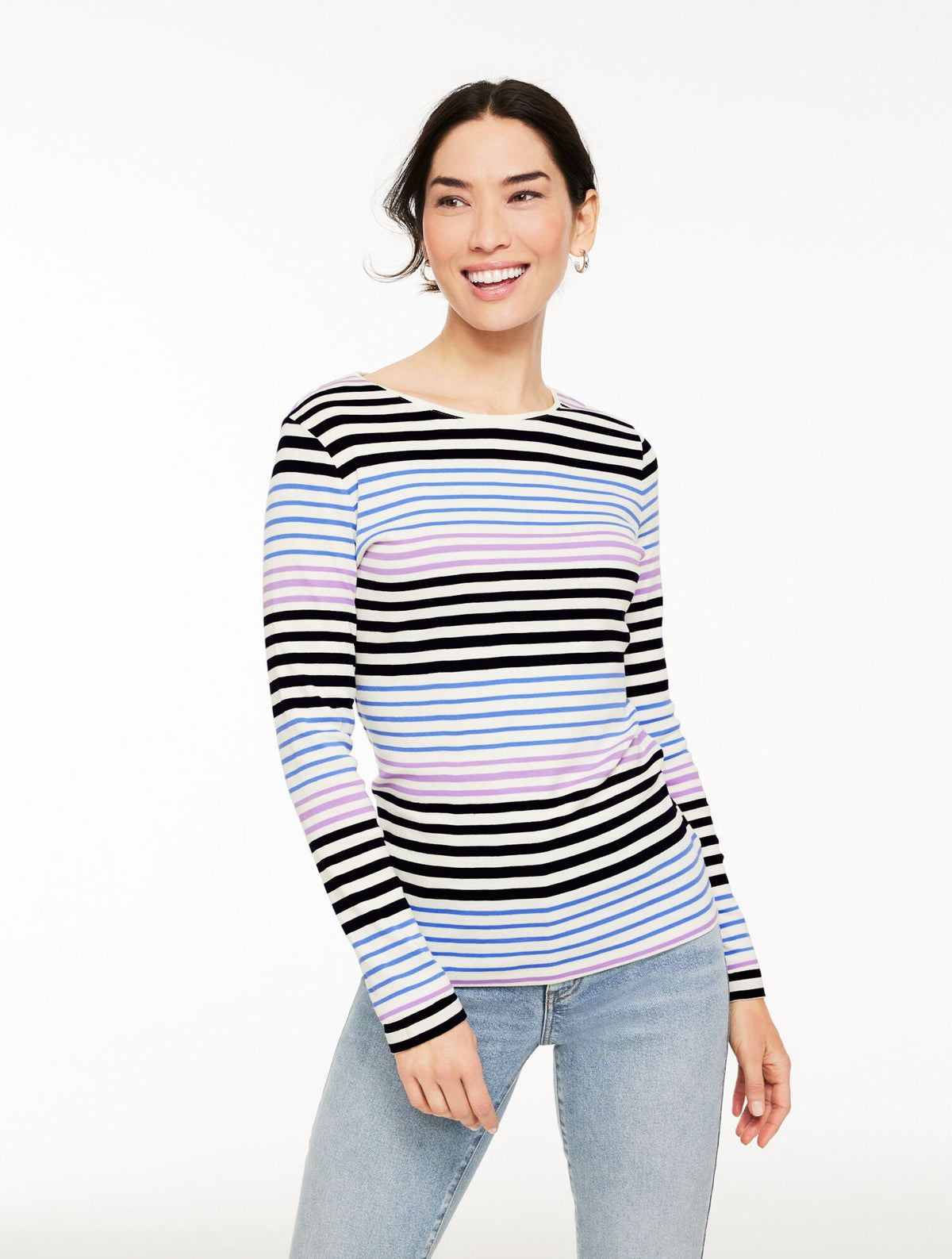 LONG SLEEVE CREWNECK TEE - KRISTY STRIPE | Talbots near me