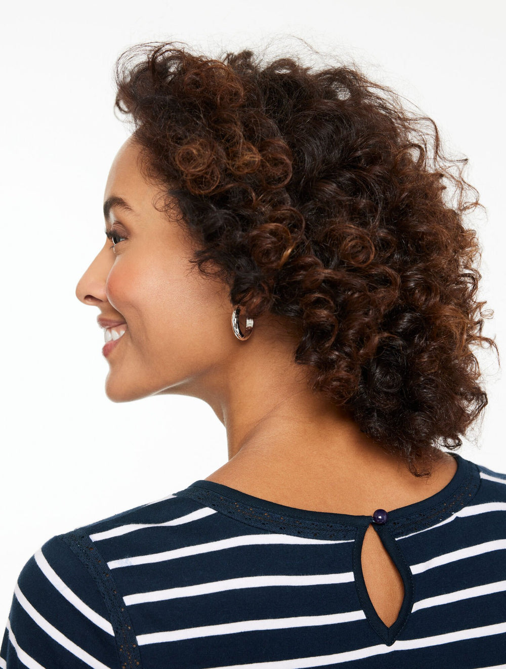 MODERN ROMANCE LACE TRIM TOP - LORELAI STRIPE | Talbots US