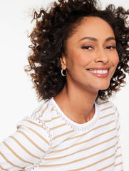 MODERN ROMANCE LACE TRIM TOP - LORELAI STRIPE | Talbots US