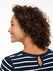 MODERN ROMANCE LACE TRIM TOP - LORELAI STRIPE | Talbots US