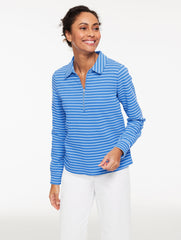 OTTOMAN KNIT HALF-ZIP PULLOVER - SWEET PEA STRIPE | Talbots discount