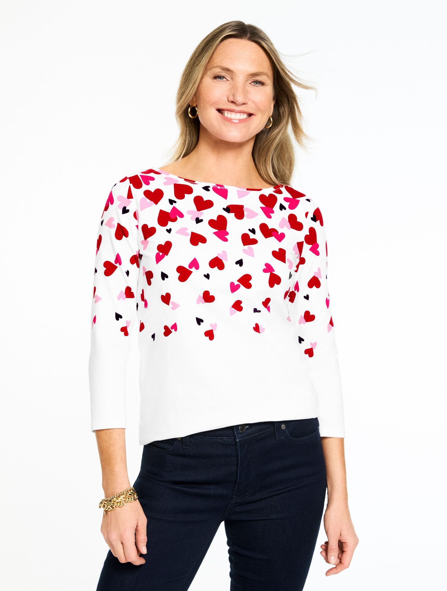 BATEAU NECK TEE - SCATTERED HEARTS | Talbots on sale