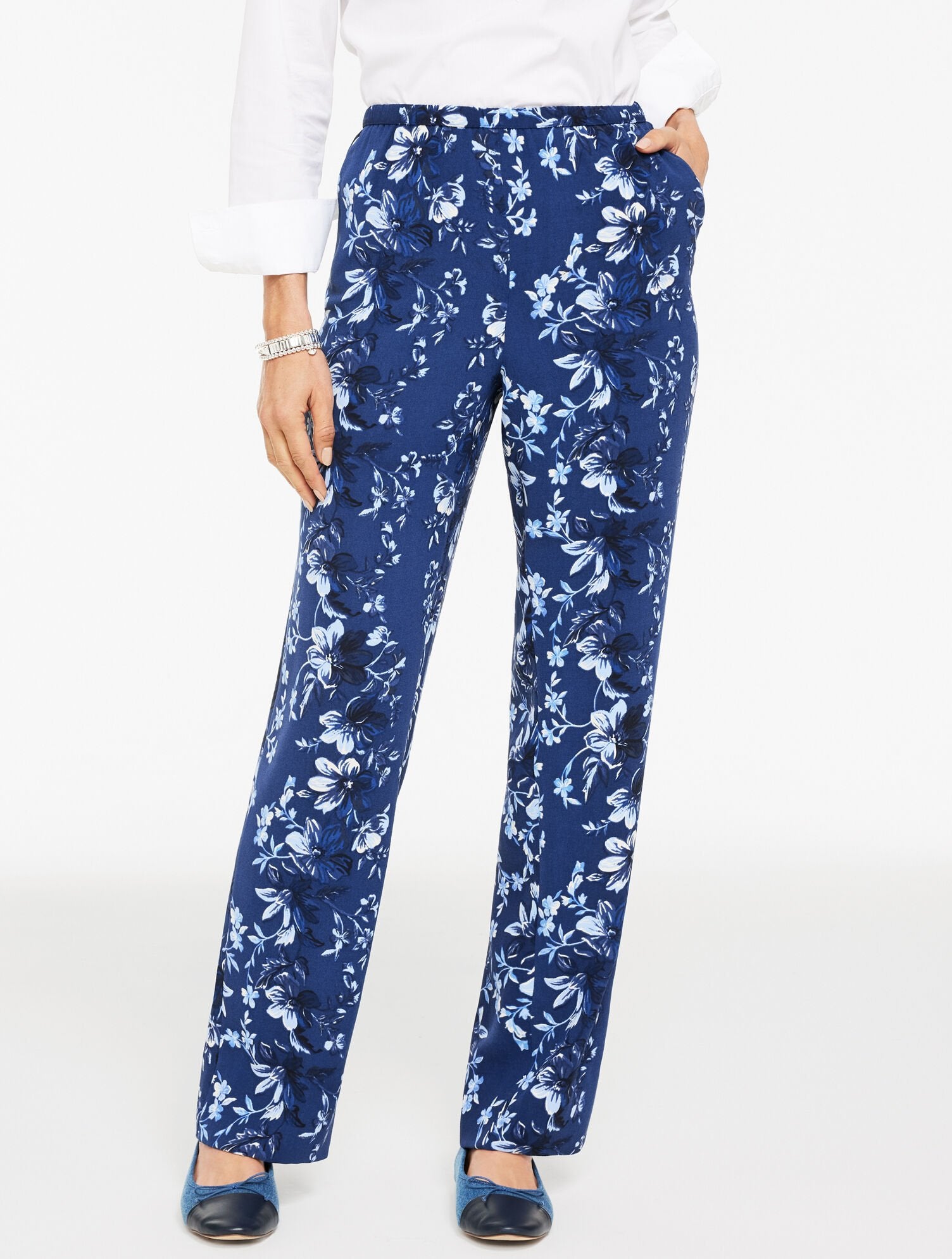 STRAIGHT LEG PULL-ON PANTS - EXQUISITE BLOOMS | Talbots discount