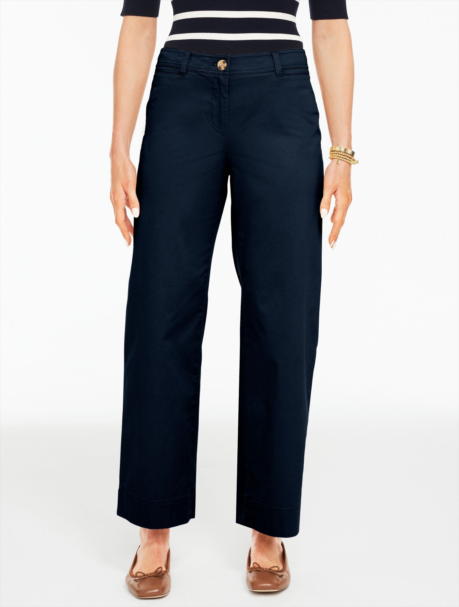 WIDE ANKLE HERITAGE TWILL PANTS | Talbots on sale