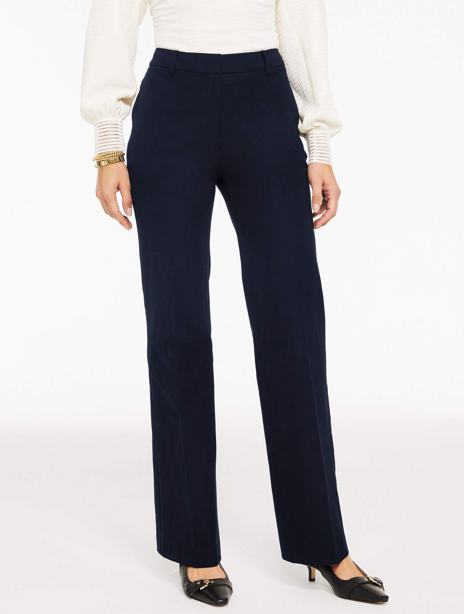 RELAXED BOOTCUT COTTON BI-STRETCH PANTS | Talbots sale