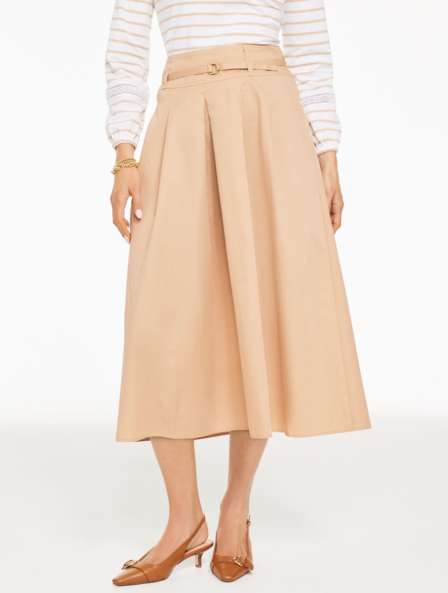 FIT & FLARE TWILL SKIRT | Talbots discount