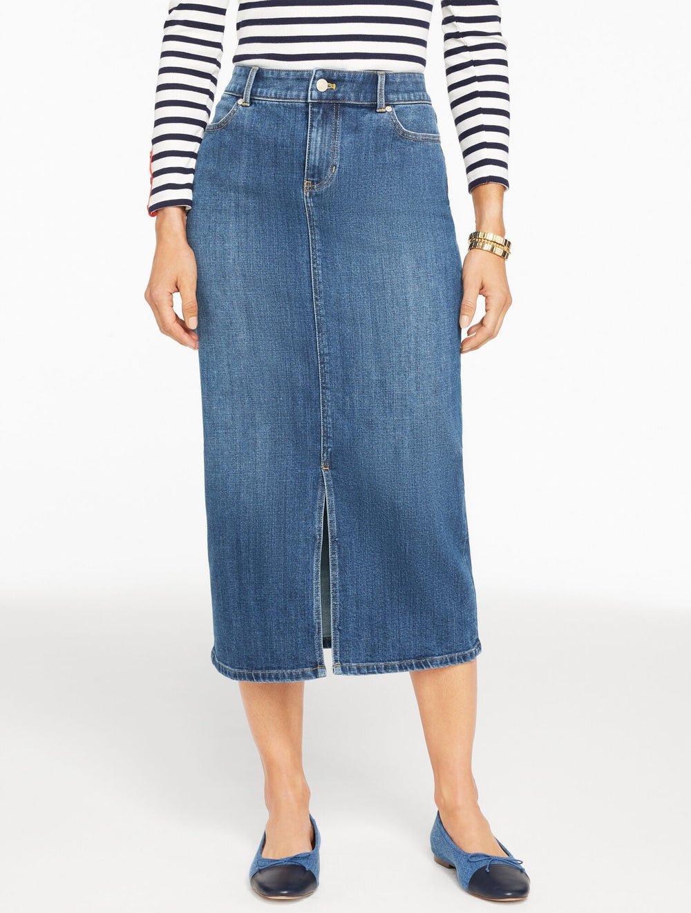 DENIM MIDI SKIRT - MIRAMAR WASH | Talbots sale