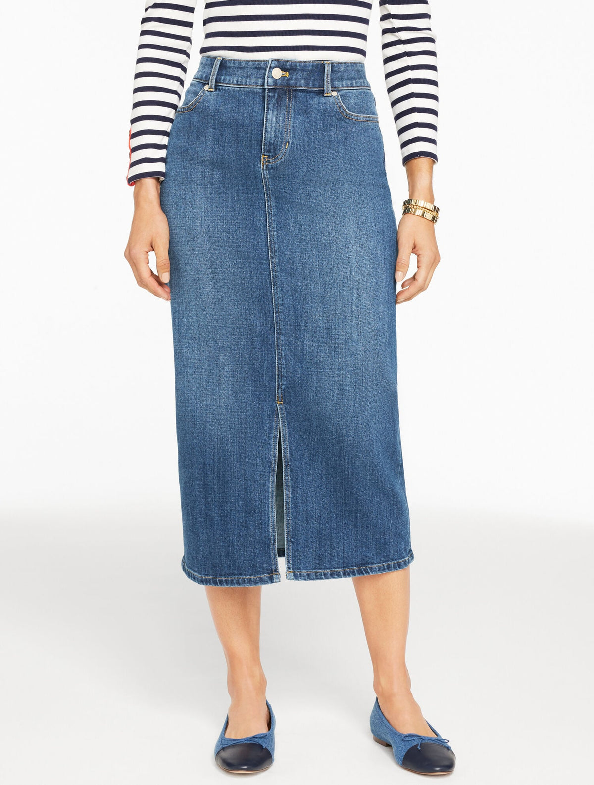 DENIM MIDI SKIRT - MIRAMAR WASH | Talbots sale
