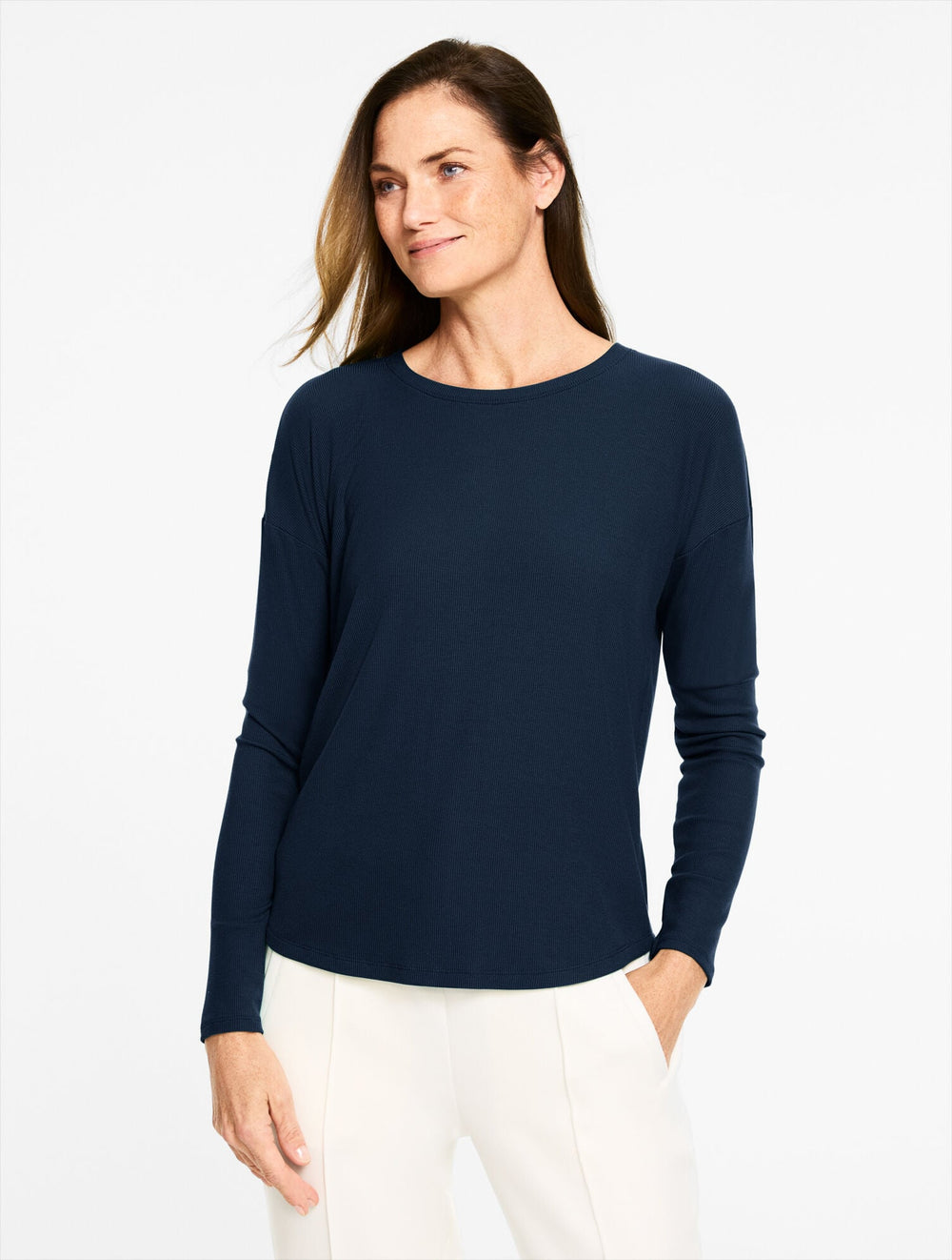 RIBBED CREWNECK TEE | Talbots outlet