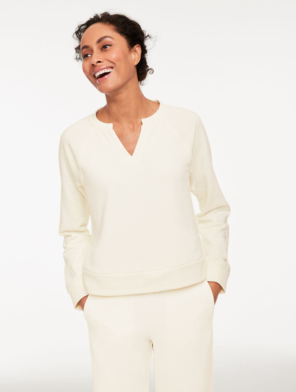 COZY FLEECE SWEATSHIRT - PICOT TRIM | Talbots sale