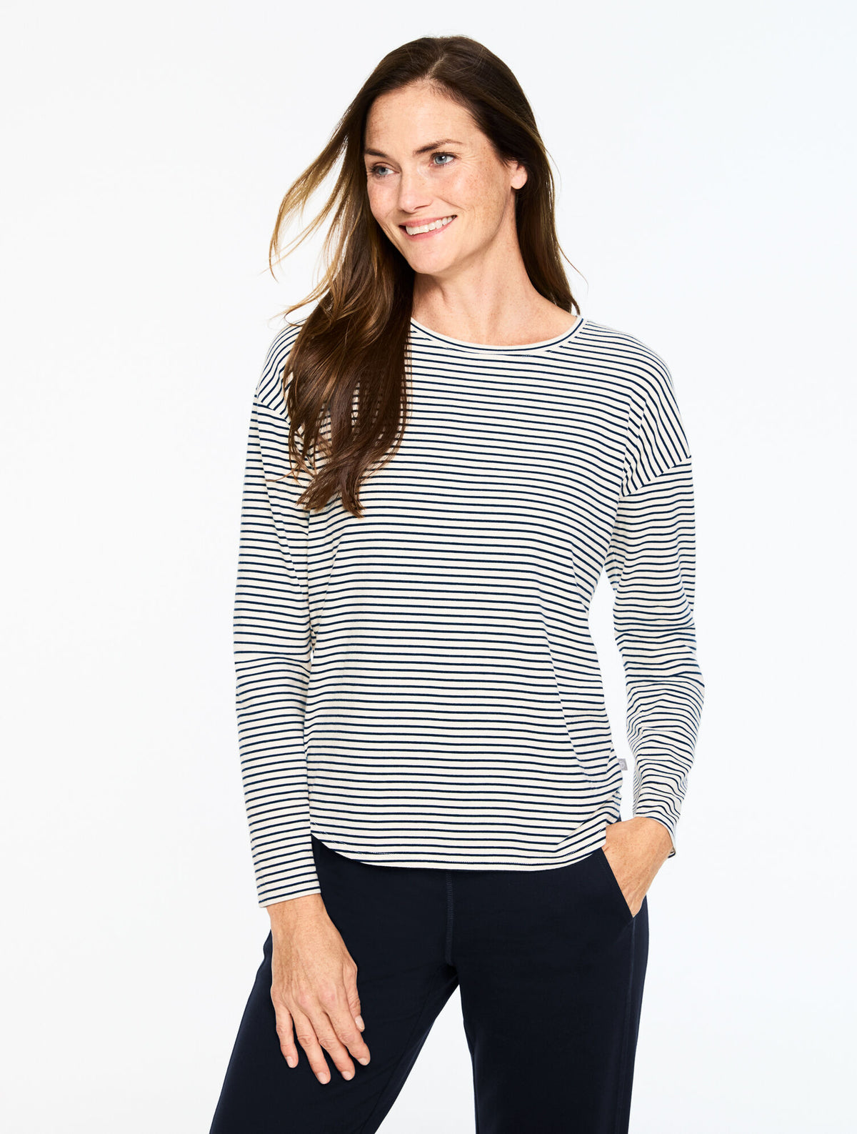 RIBBED CREWNECK TEE - CHERISH STRIPE | Talbots online