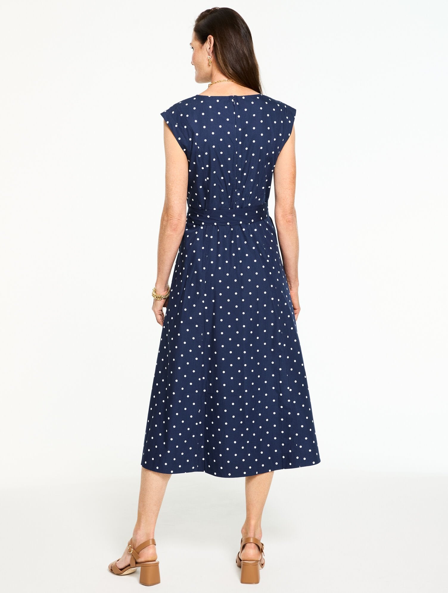 CAP SLEEVE POPLIN FIT & FLARE DRESS - GARDEN DOT | Talbots online