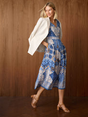 SHORT SLEEVE FIT & FLARE DRESS - CASABLANCA | Talbots for sale