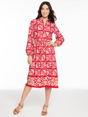 MODERN POPLIN SHIRTDRESS - JACOBEAN BORDER | Talbots discount