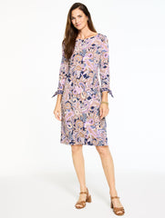 EFFORTLESS JERSEY BOW CUFF SHIFT DRESS - PAISLEY BOUQUET | Talbots near me