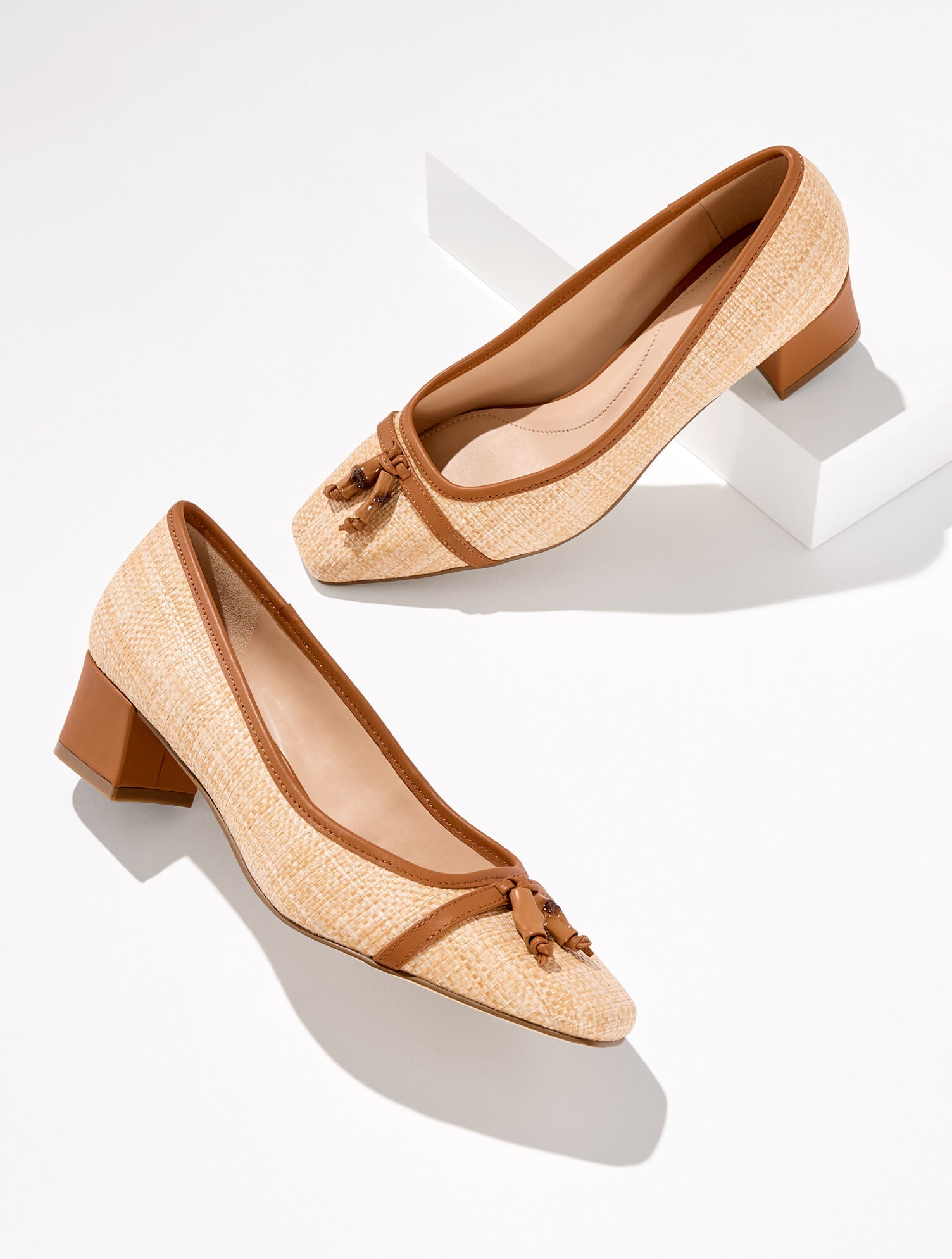 SIENNA BAMBOO RAFFIA BLOCK HEEL PUMPS | Talbots online