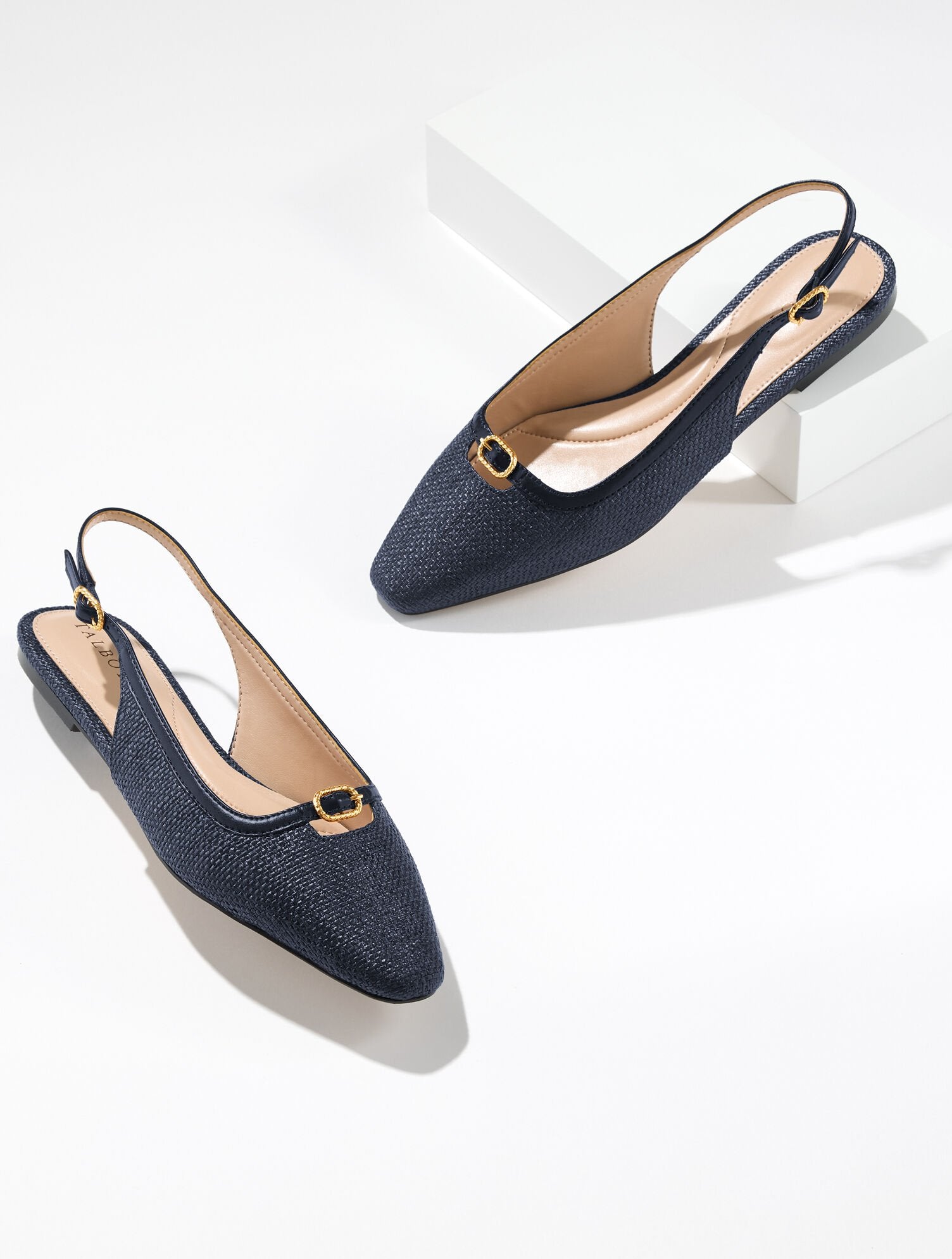 WHITLEY SHIMMER RAFFIA SLINGBACK FLATS | Talbots online