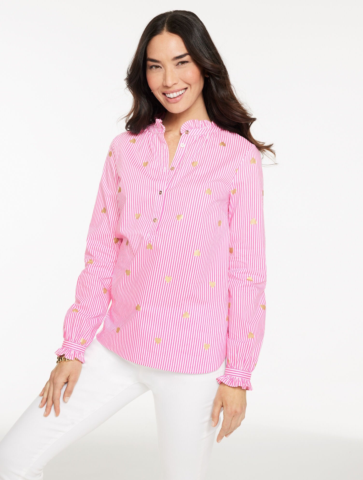 HEART STRIPE POPLIN TOP | Talbots near me